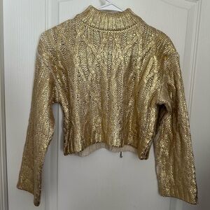 Zara Cream and Gold Knit Sweater